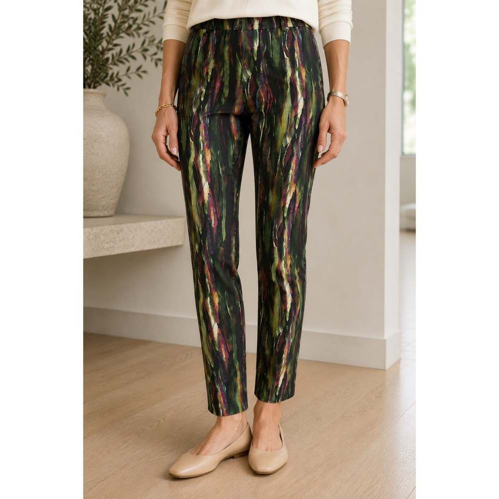 NEW Joseph Ribkoff Size 14 Abstract Print Classic Slim Pull-On Pants $205
